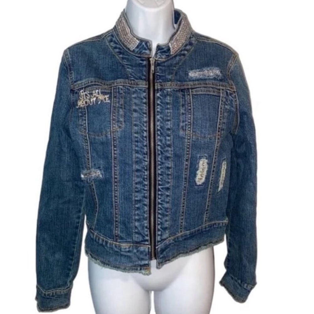 Younique Embellished Jean Jacket NWOT size L
